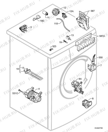 Взрыв-схема стиральной машины Zanussi Electrolux ZWF1637W - Схема узла Electrical equipment 268